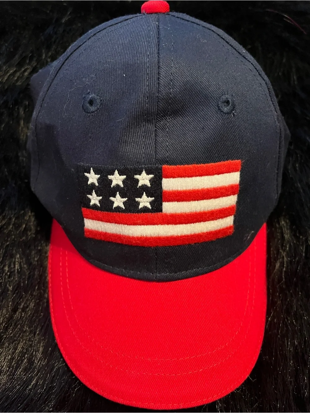 Gymboree Kids Patriotic Red Rim Cap with Embroidered Flag Size 12-24 Months